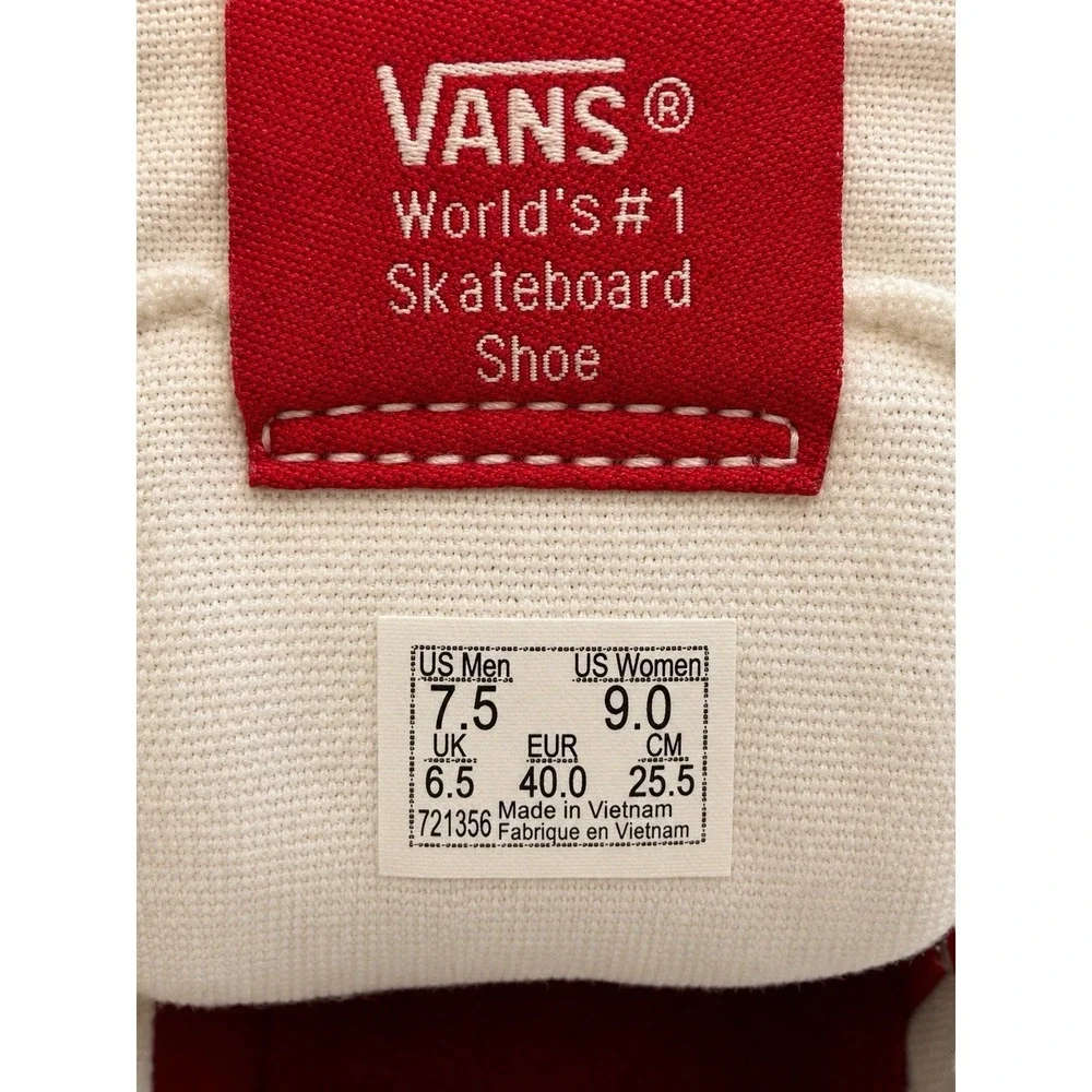 Vans Sk8-Hi Racing Red Canvas High Top Sneakers Mens 7.5 Womens 9 Skate Shoes